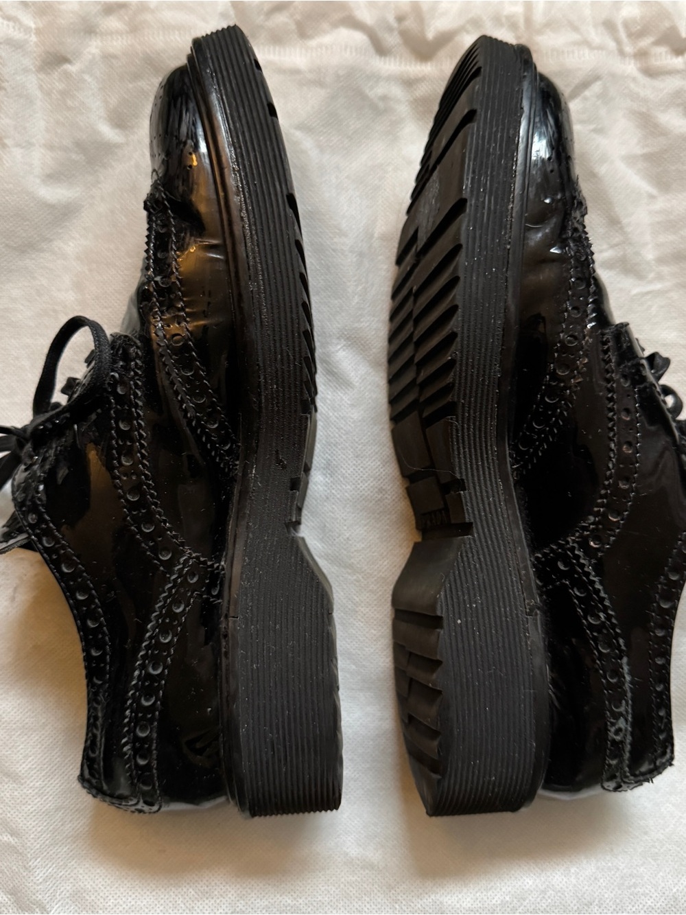 Prada Vintage Black Chunky Patent Leather Lace Up Oxford Brogues - Size 37 / 7 - Picture 3 of 8